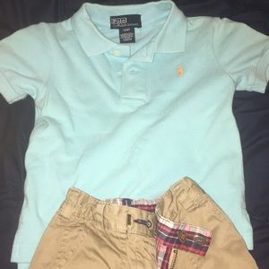 toddler boys polo shirt and shorts 2T / 18 mo (?)